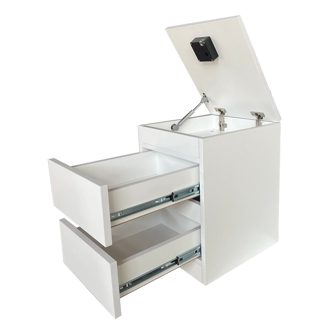 Modern beyaz komodin iç gizli bölmesi NFC kilit açık çekmeceleri