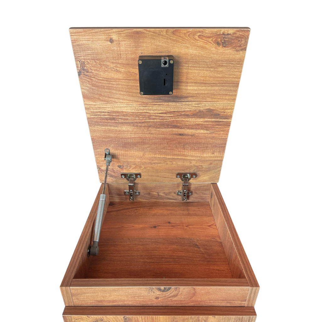Gizli bölmeli komodin iç gizli bölmesi NFC kilit sistemi detayları safir meşe